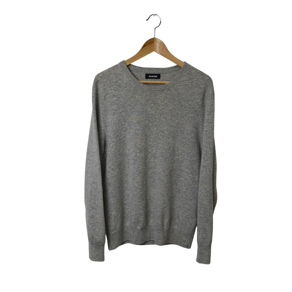 NAADAM Gray Solid Cashmere Crewneck Sweater, M